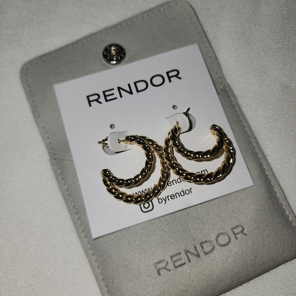 Rendor Jewelry - RENDOR Twisted Gold Hoop Earrings